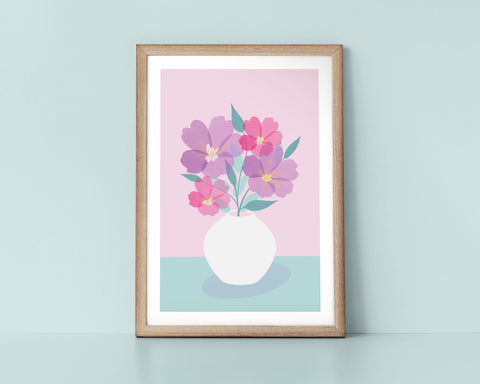 Floral Print with Colourful Abstract Flowers