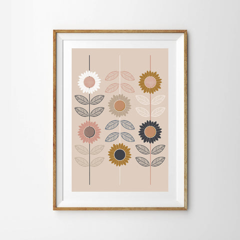 Scandi Sunflower Repeat Pattern - Tulip House Studio