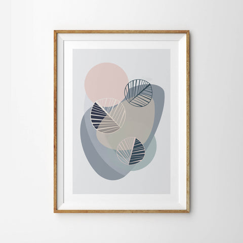 Wintery Abstract Leaves on Pebble Background - Tulip House Studio