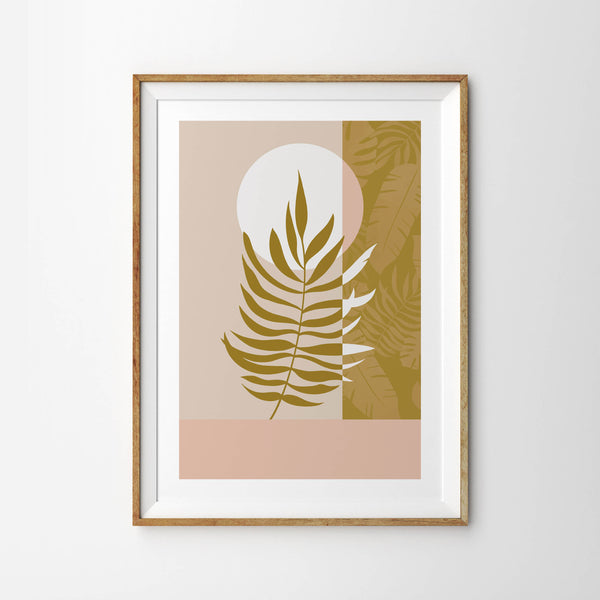 Pink and Mustard Gold Palm Fern Leaf - Tulip House Studio