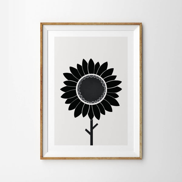 Monochrome Minimalist Sunflower - Tulip House Studio
