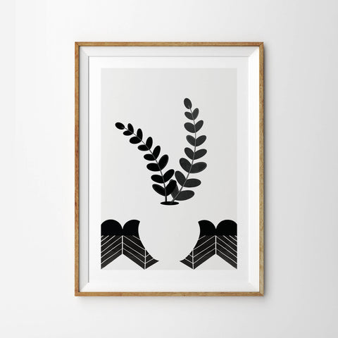 Monochrome Eucalyptus Botanical Stem and Vase - Tulip House Studio