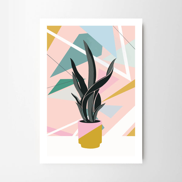 Pot Plant with Halftone and Abstract Geometric Patterns - Tulip House Studio