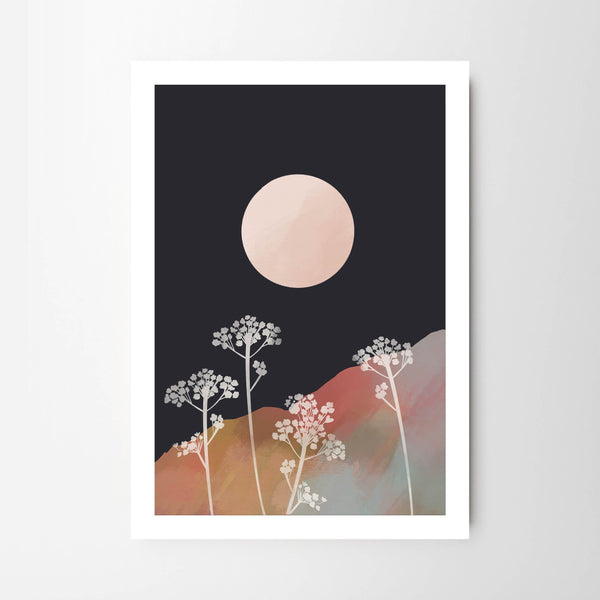 Winter View Textured Moonlight Mountainscape - Tulip House Studio