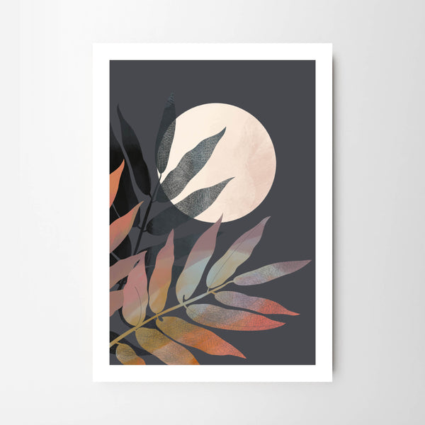 Midnight Leaves Textured Moonlight Silhouette - Tulip House Studio