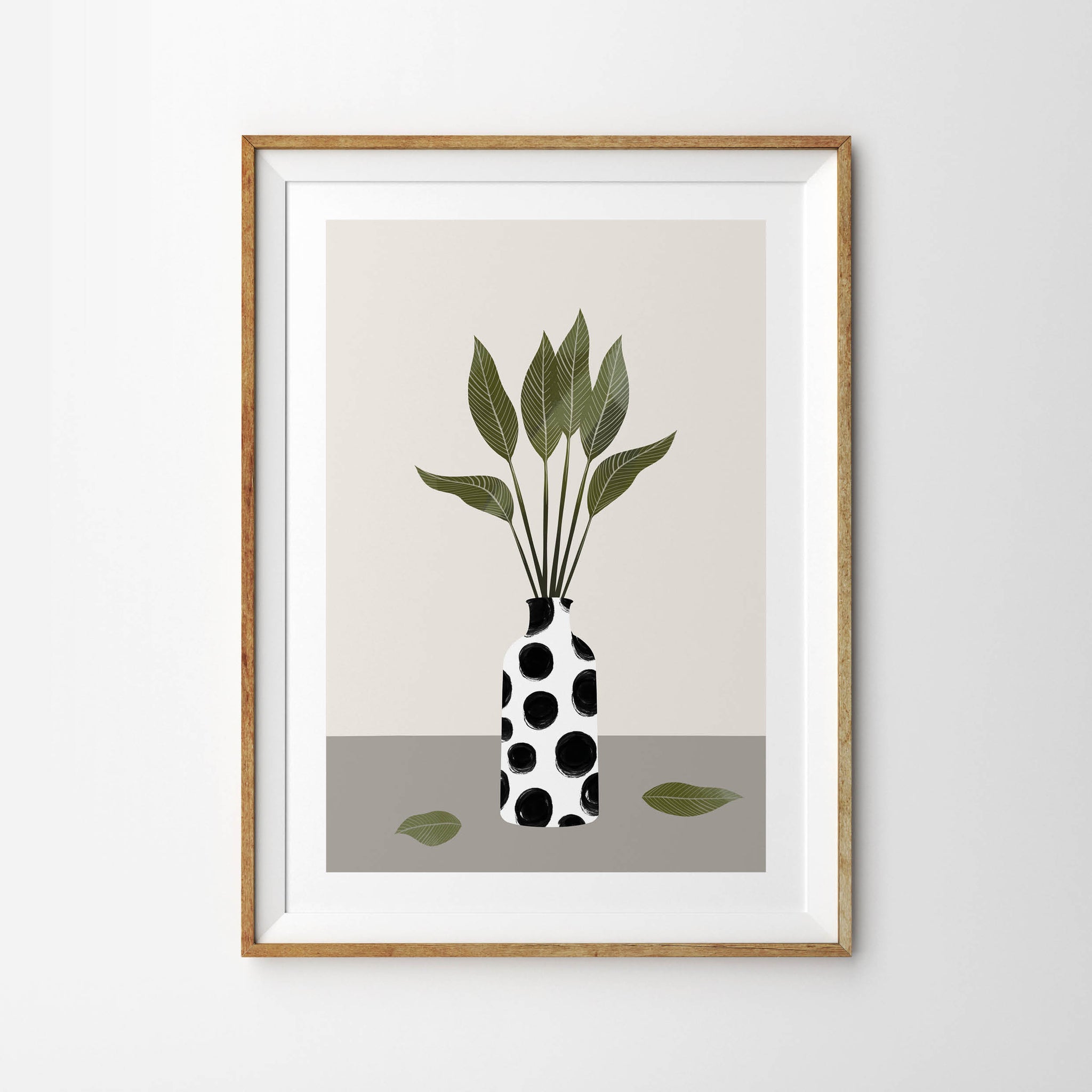 Gloss Green Leaves in Monochrome Dalmatian Vase - Tulip House Studio