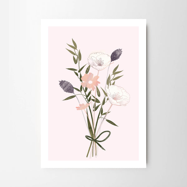 Dainty Country Bouquet on Rose Pink - Tulip House Studio