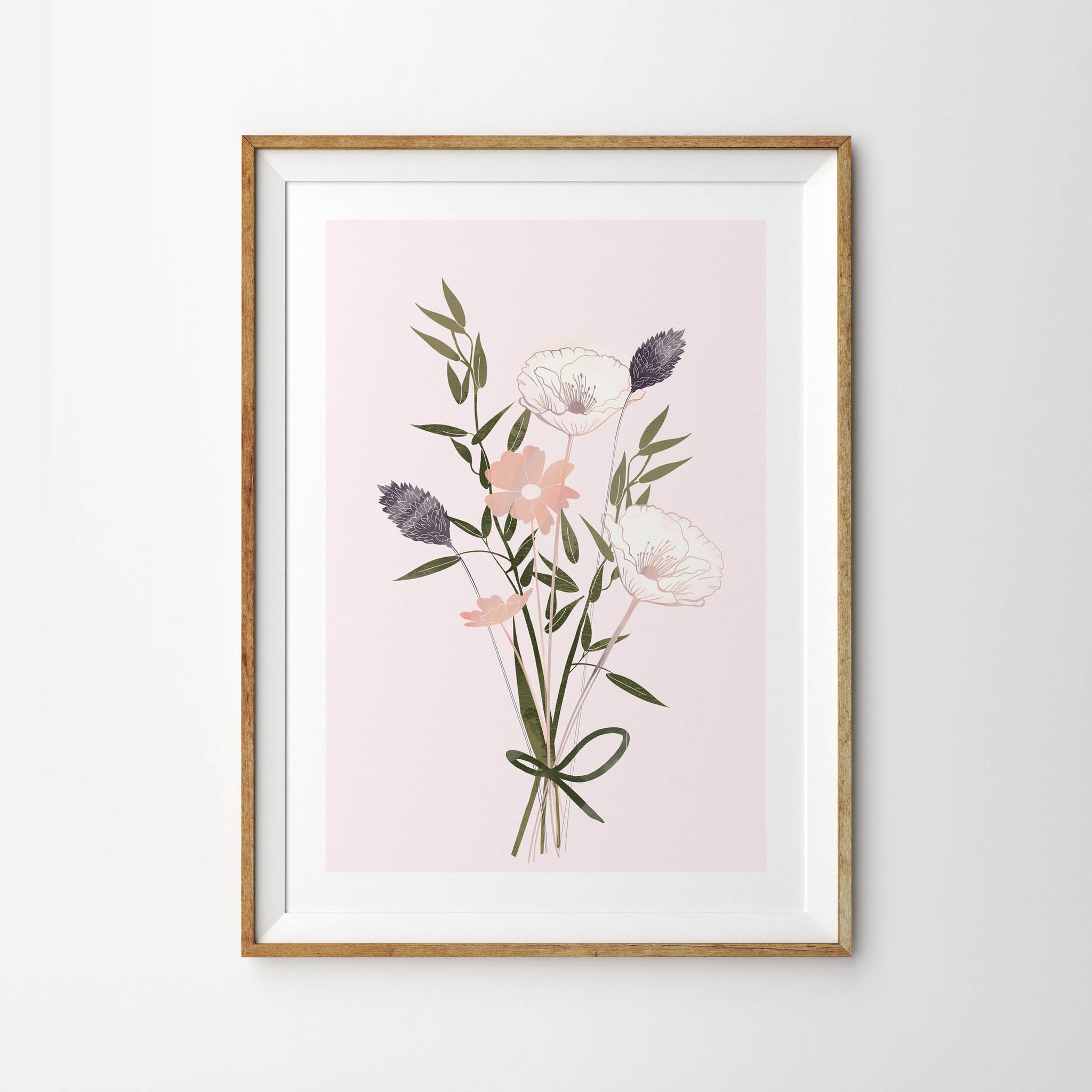 Dainty Country Bouquet on Rose Pink - Tulip House Studio