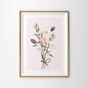 Dainty Country Bouquet on Rose Pink - Tulip House Studio