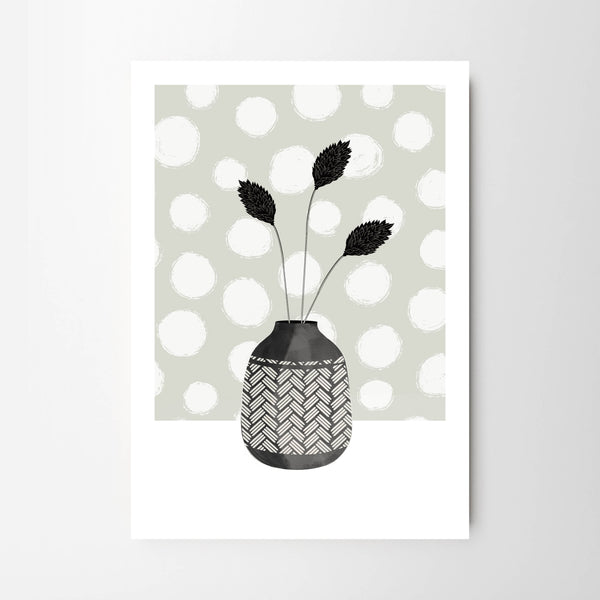 Monochrome Vase Stems on Snowy Dalmatian Backdrop - Tulip House Studio