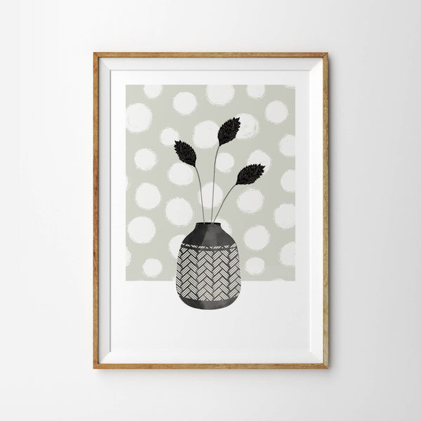 Monochrome Vase Stems on Snowy Dalmatian Backdrop - Tulip House Studio