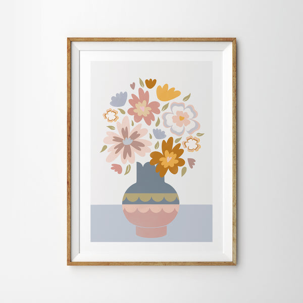 Abstract Flowers in Pastel Vase - Tulip House Studio