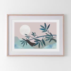 Summer Blues Leafy Mountain Landscape - Tulip House Studio