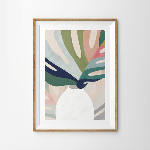 Pastel Monstera Leaf