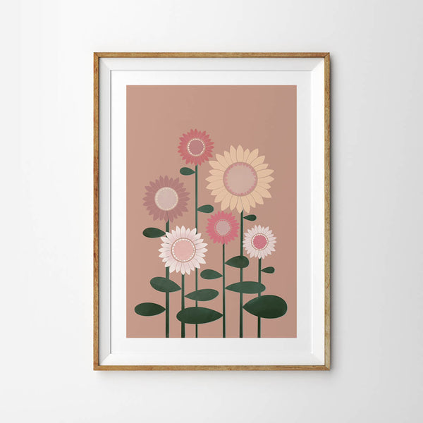 Minimalist Sunflowers in Warm Pink