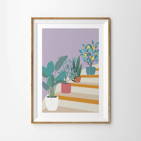 Plant and Pot Arrangement on Steps